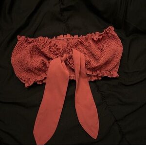 2000s pink ruffle tube top